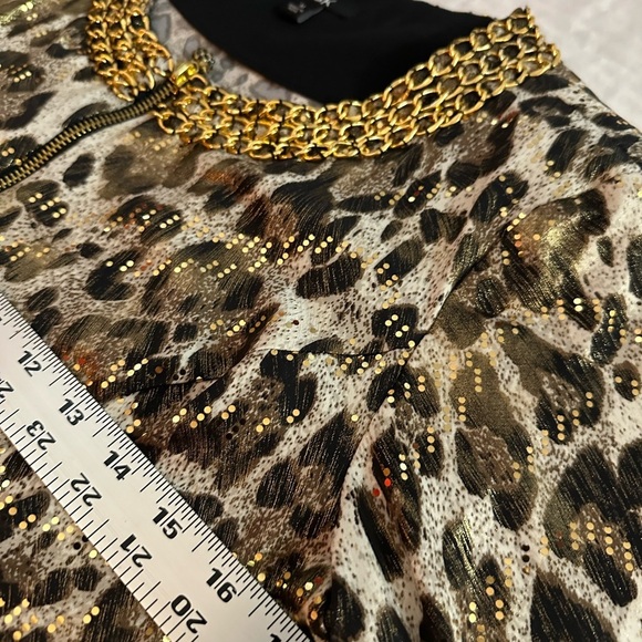 MSK Animal Print Blazer with Gold Chain Detail - Picture 5 of 6